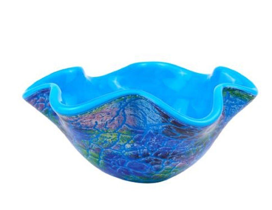 Centro de mesa moderno de vidrio azul y verde de 9"