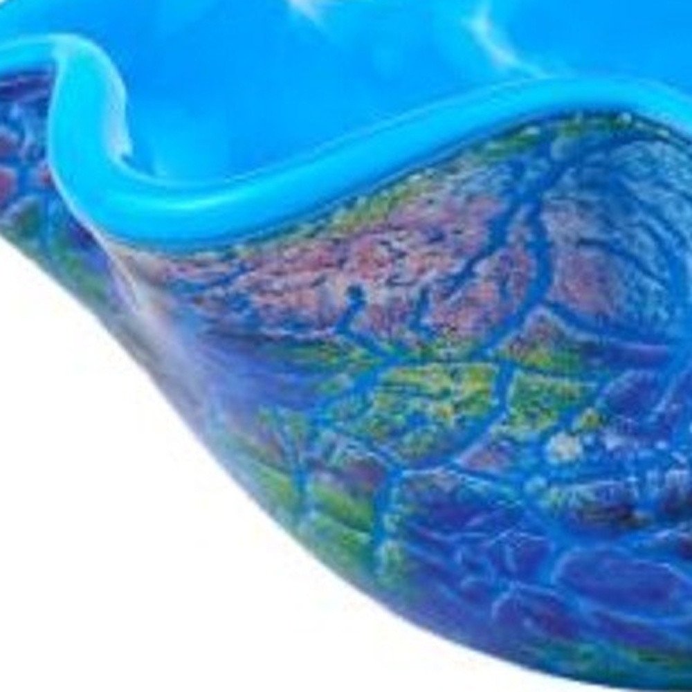 Centro de mesa moderno de vidrio azul y verde de 9"