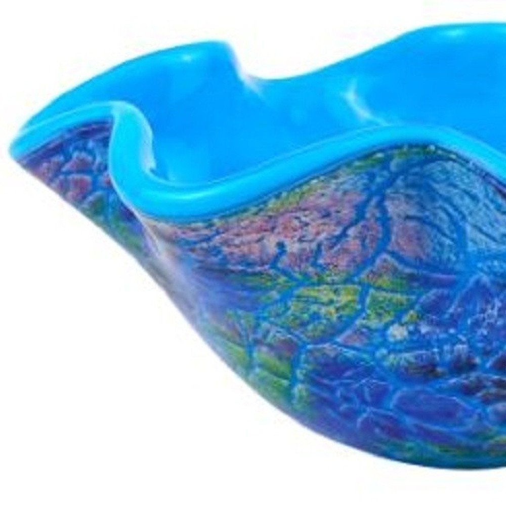 Centro de mesa moderno de vidrio azul y verde de 9"