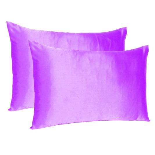 Juego de 2 fundas de almohada estándar de satén sedoso Violet Dreamy