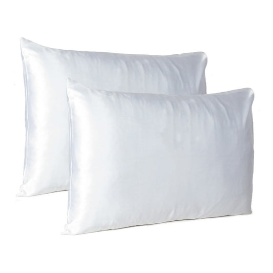 Juego de 2 fundas de almohada estándar de satén sedoso White Dreamy