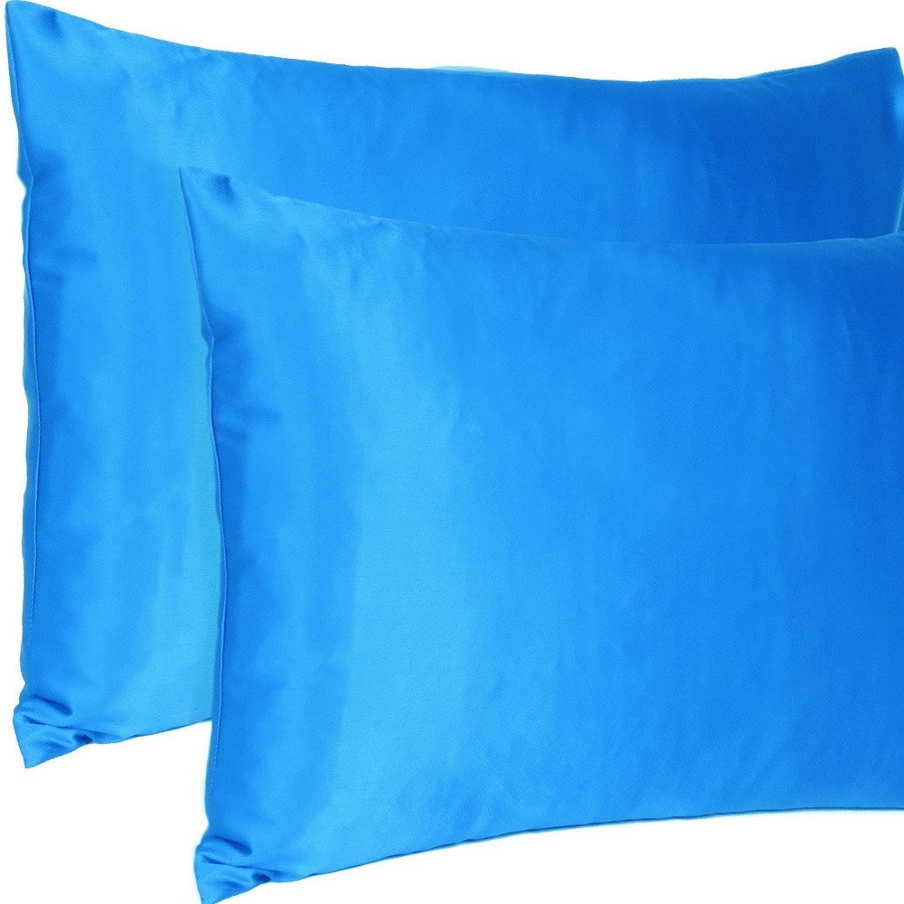 Juego de 2 fundas de almohada tamaño queen de satén sedoso Blue Dreamy