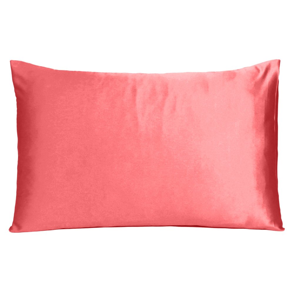 Juego de 2 fundas de almohada tamaño queen de satén sedoso Coral Dreamy