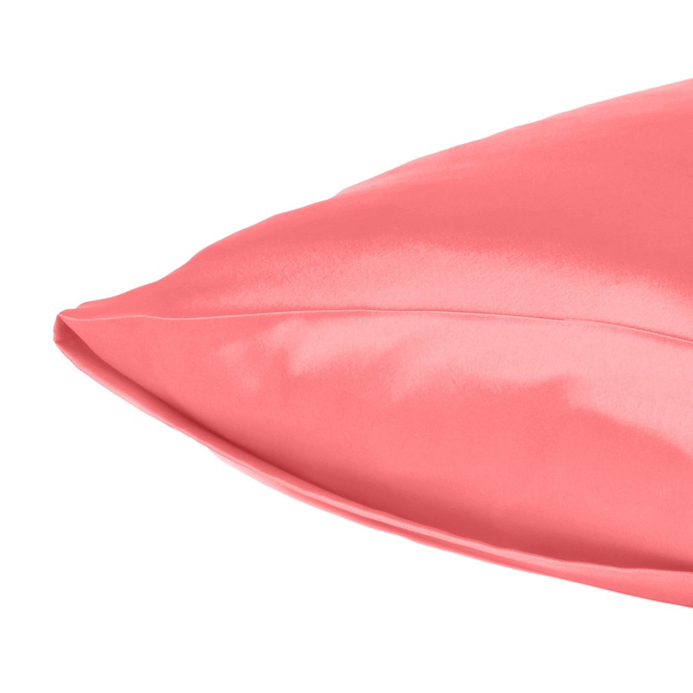 Juego de 2 fundas de almohada tamaño queen de satén sedoso Coral Dreamy