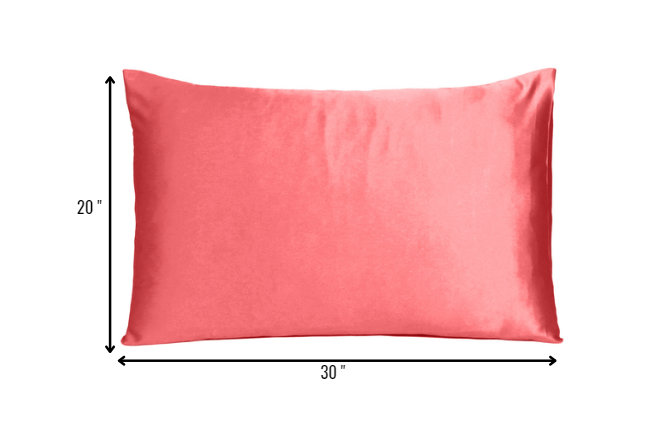 Juego de 2 fundas de almohada tamaño queen de satén sedoso Coral Dreamy