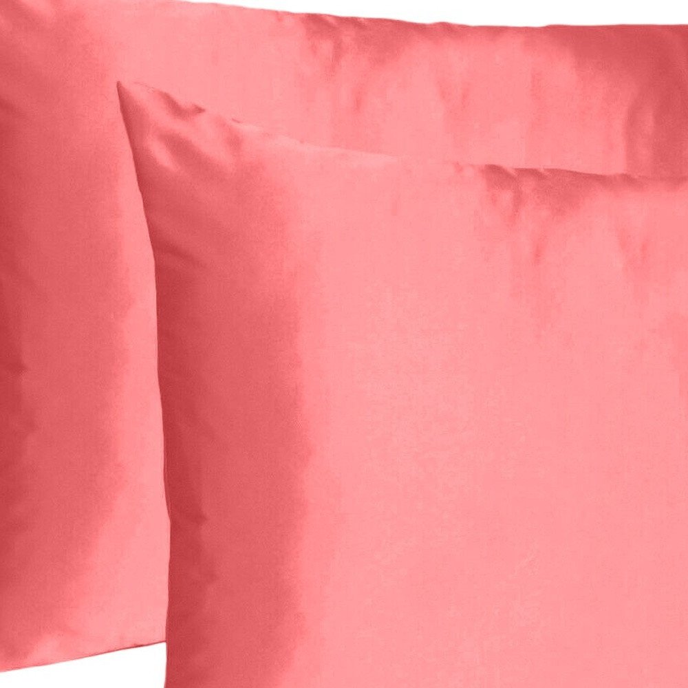 Juego de 2 fundas de almohada tamaño queen de satén sedoso Coral Dreamy
