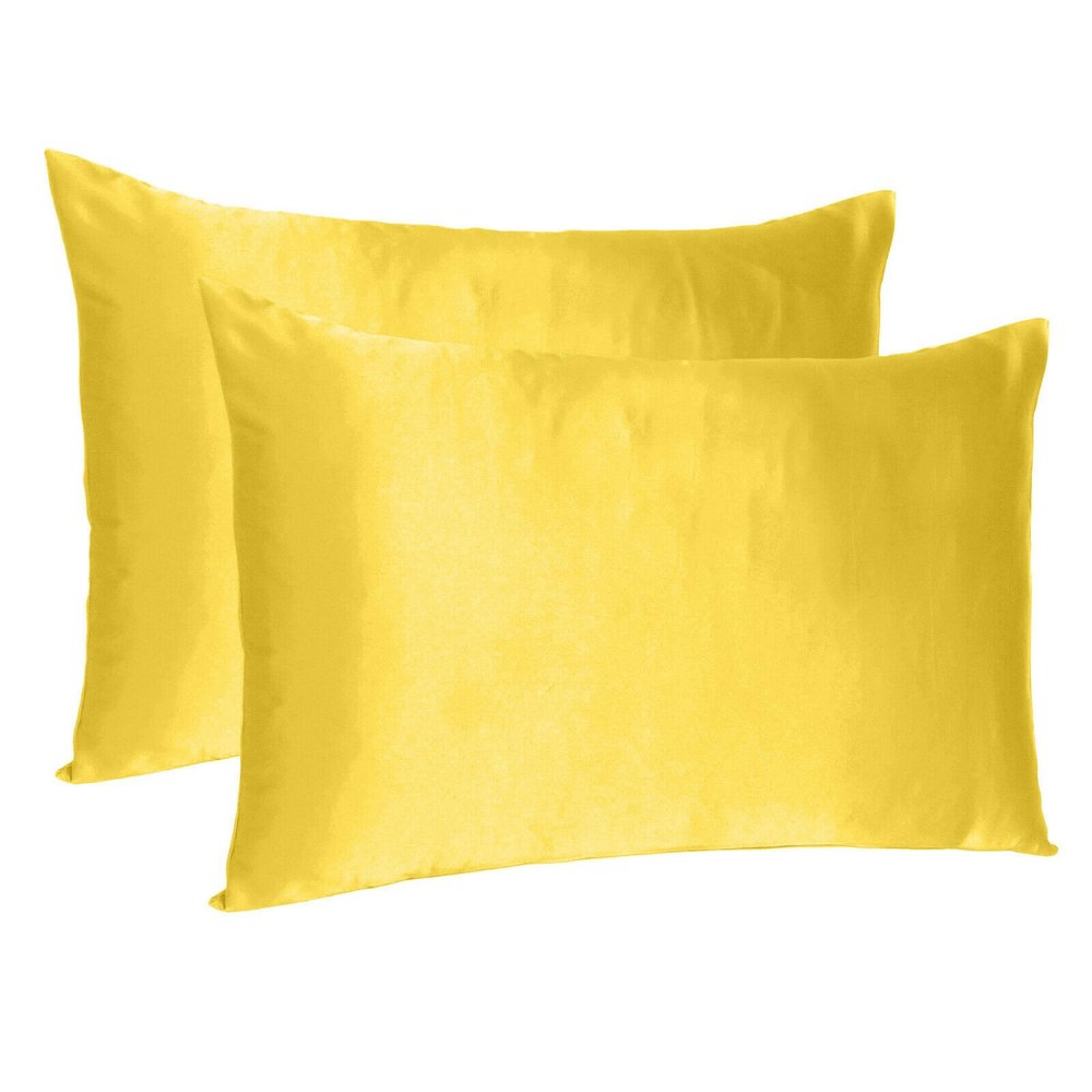 Juego de 2 fundas de almohada tamaño queen de satén sedoso Lemon Dreamy