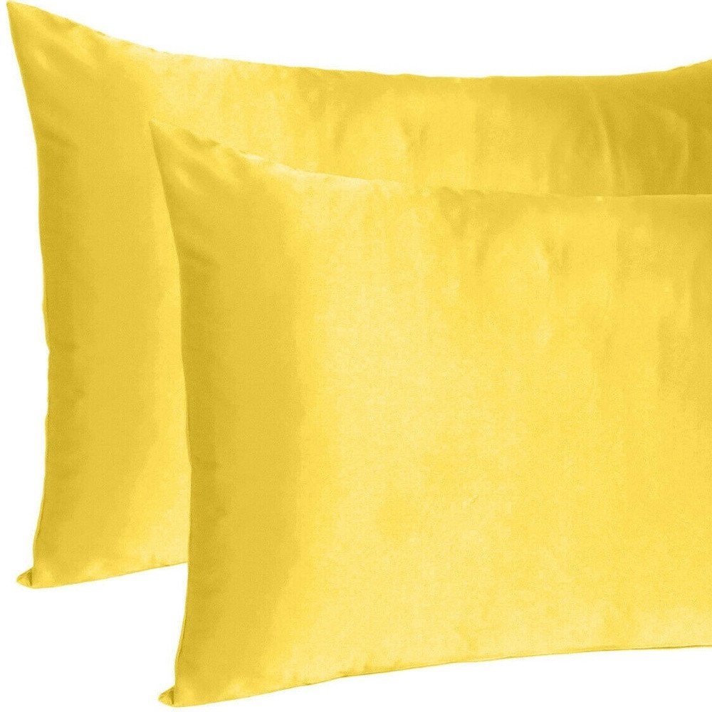 Juego de 2 fundas de almohada tamaño queen de satén sedoso Lemon Dreamy