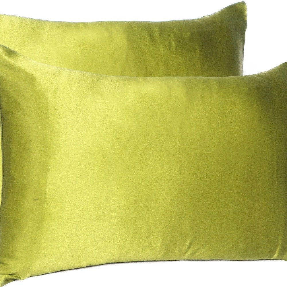 Juego de dos fundas de almohada tamaño queen de satén de seda con diseño de limoncillo Dreamy
