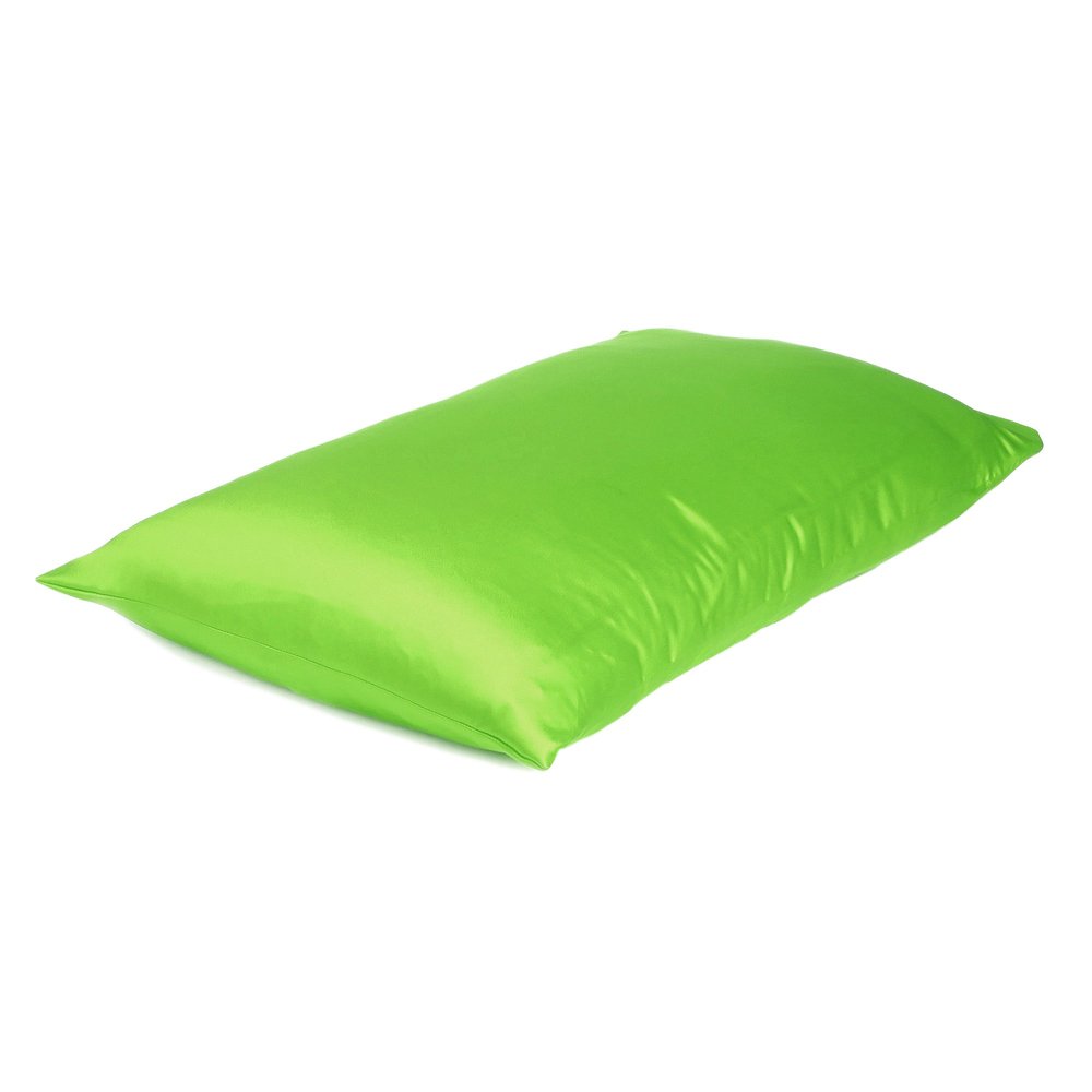 Juego de 2 fundas de almohada Queen de satén sedoso en color verde brillante y soñador