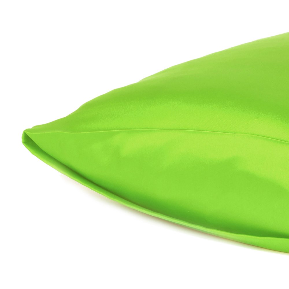 Juego de 2 fundas de almohada Queen de satén sedoso en color verde brillante y soñador