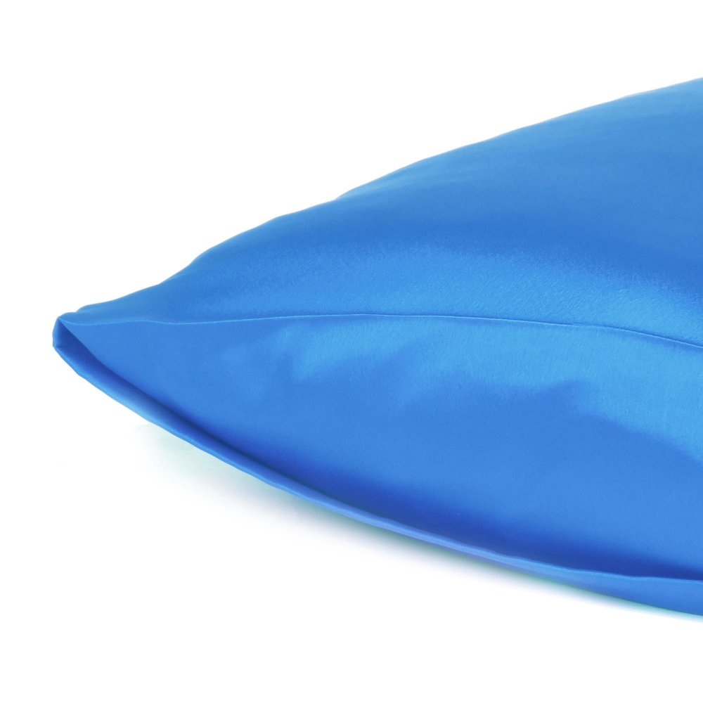 Juego de 2 fundas de almohada Queen de satén sedoso en azul brillante Dreamy