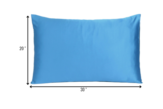 Juego de 2 fundas de almohada Queen de satén sedoso en azul brillante Dreamy
