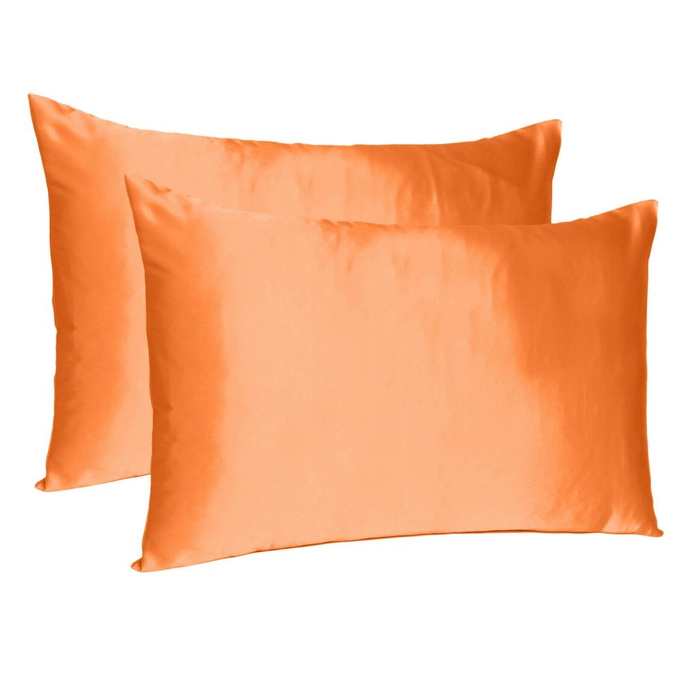 Juego de 2 fundas de almohada tamaño queen de satén sedoso Orange Dreamy