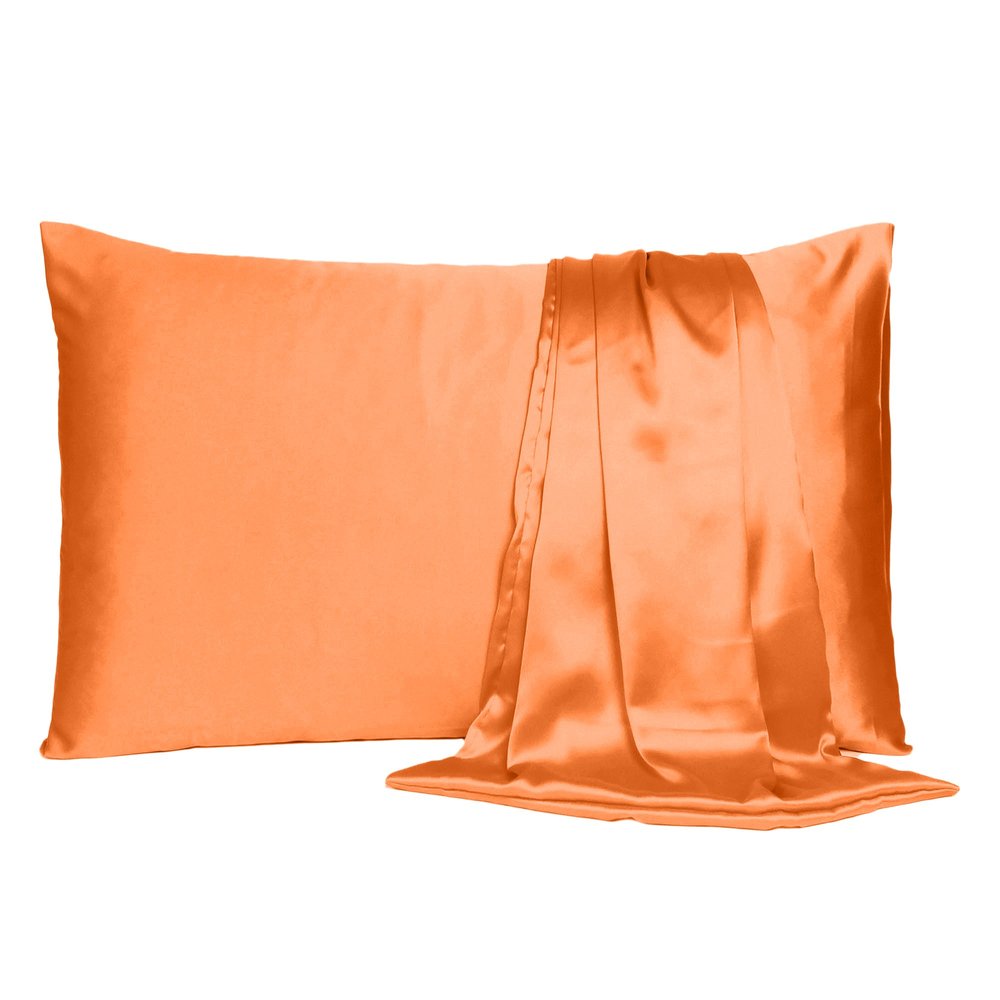Juego de 2 fundas de almohada tamaño queen de satén sedoso Orange Dreamy