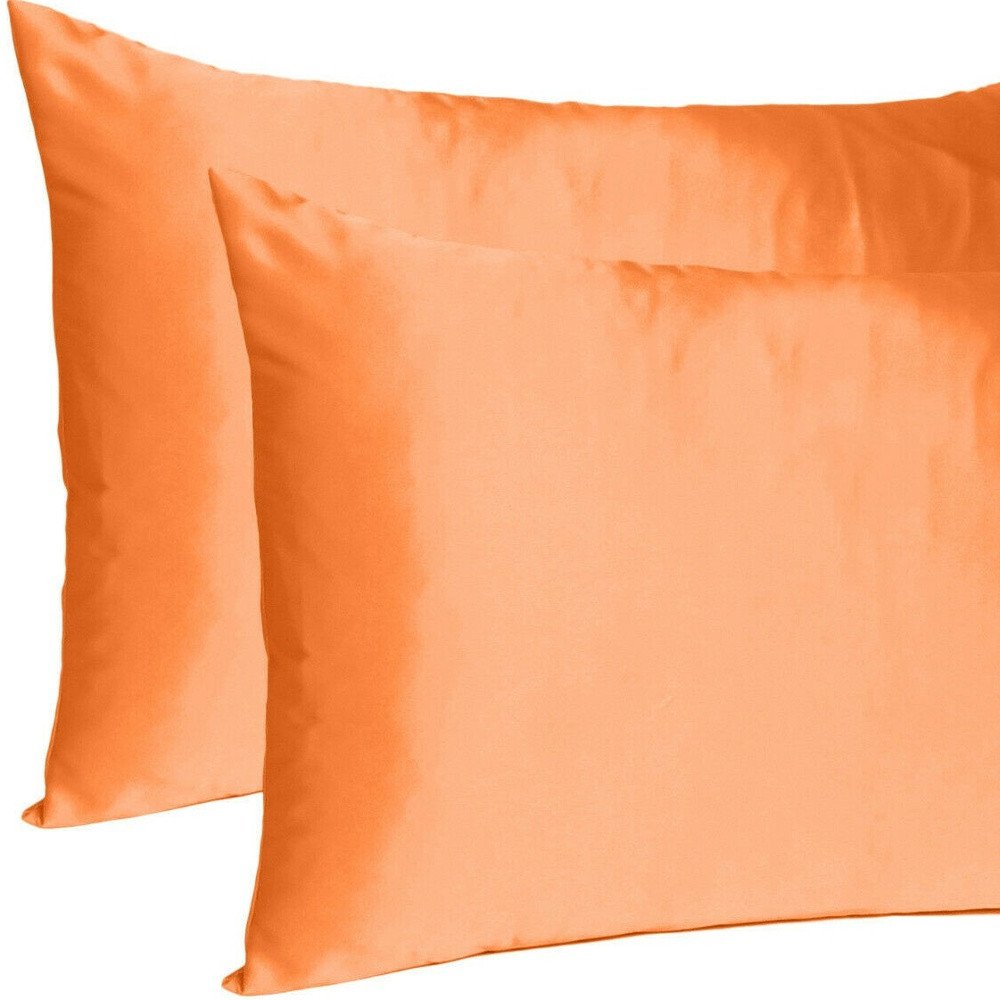 Juego de 2 fundas de almohada tamaño queen de satén sedoso Orange Dreamy