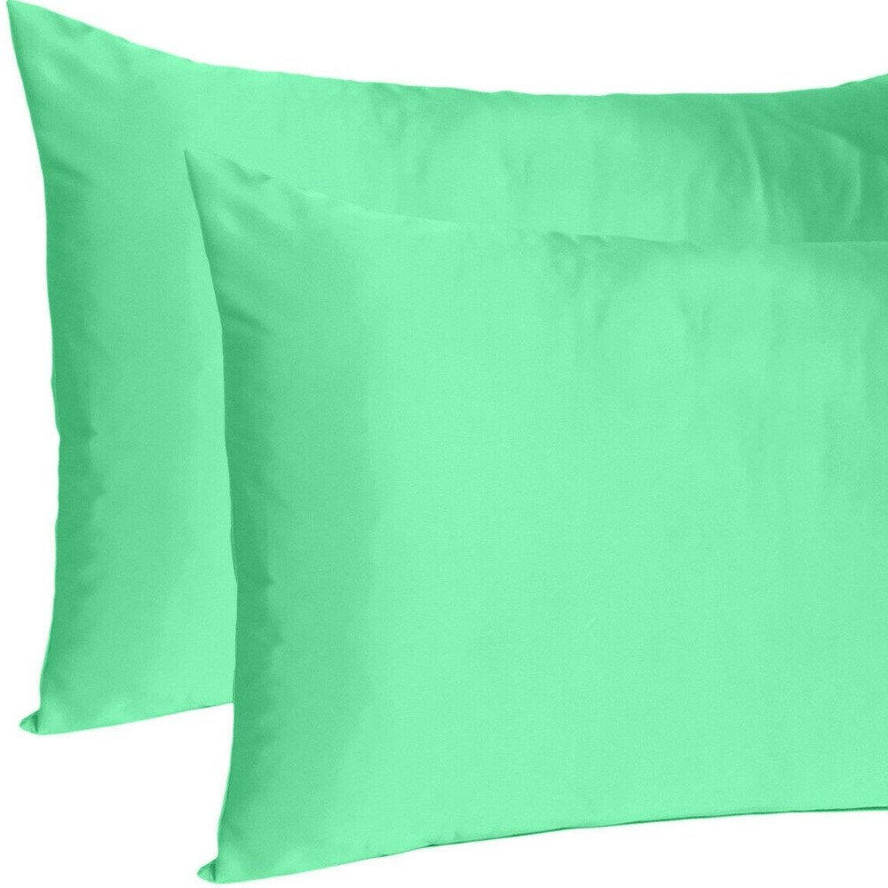 Juego de 2 fundas de almohada tamaño queen de satén sedoso Green Dreamy