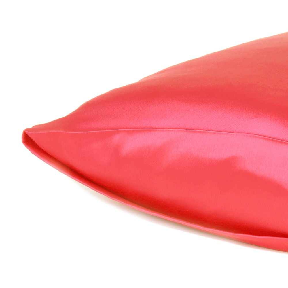 Juego de 2 fundas de almohada tamaño queen de satén sedoso en color rojo amapola de ensueño