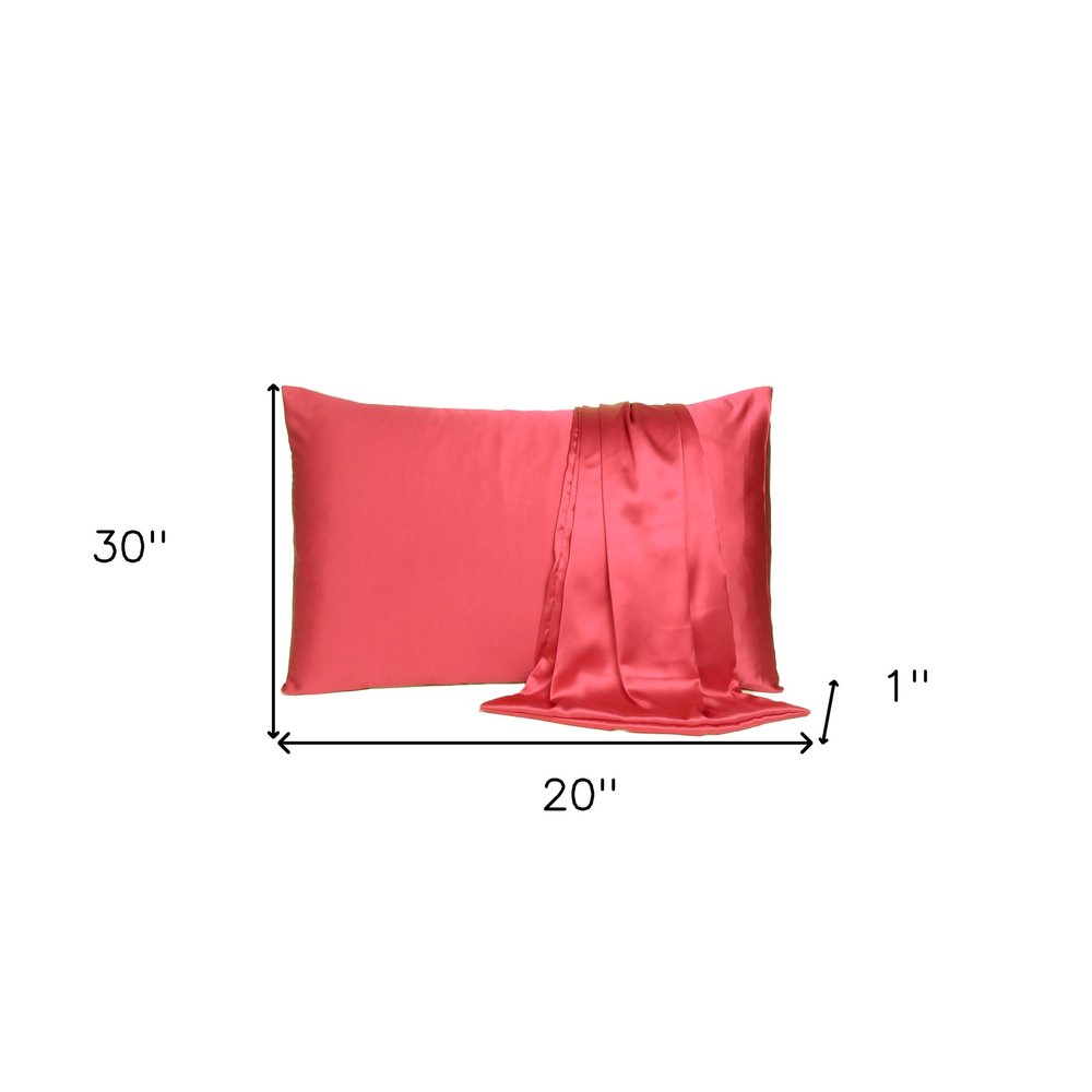 Juego de 2 fundas de almohada tamaño queen de satén sedoso en color rojo amapola de ensueño