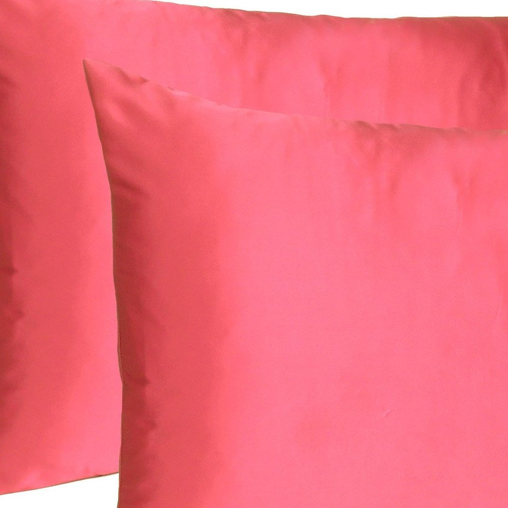 Juego de 2 fundas de almohada tamaño queen de satén sedoso en color rojo amapola de ensueño