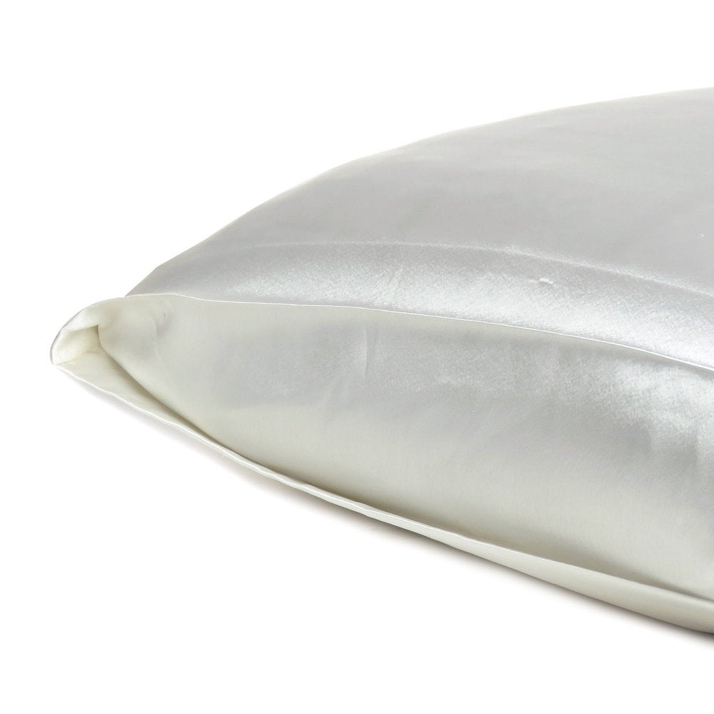 Juego de 2 fundas de almohada Queen de satén sedoso White Dreamy