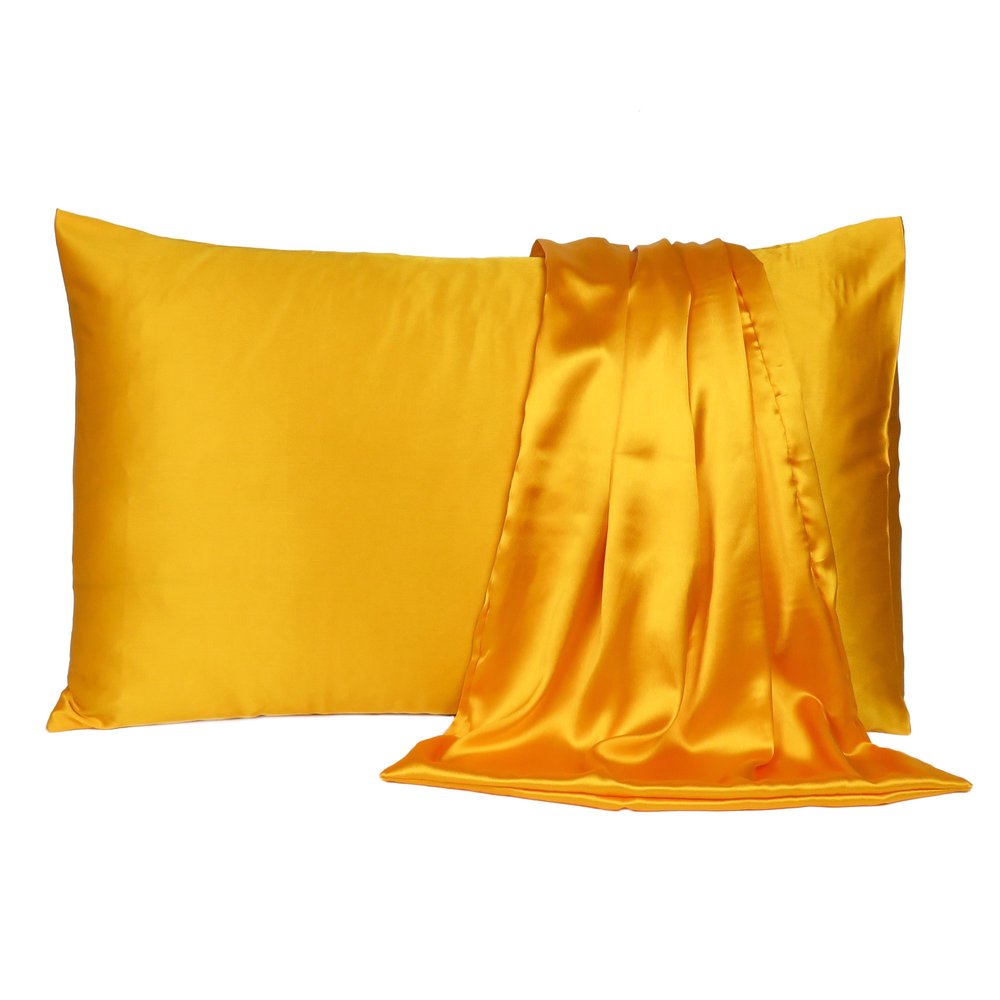 Juego de 2 fundas de almohada tamaño queen de satén sedoso Goldenrod Dreamy