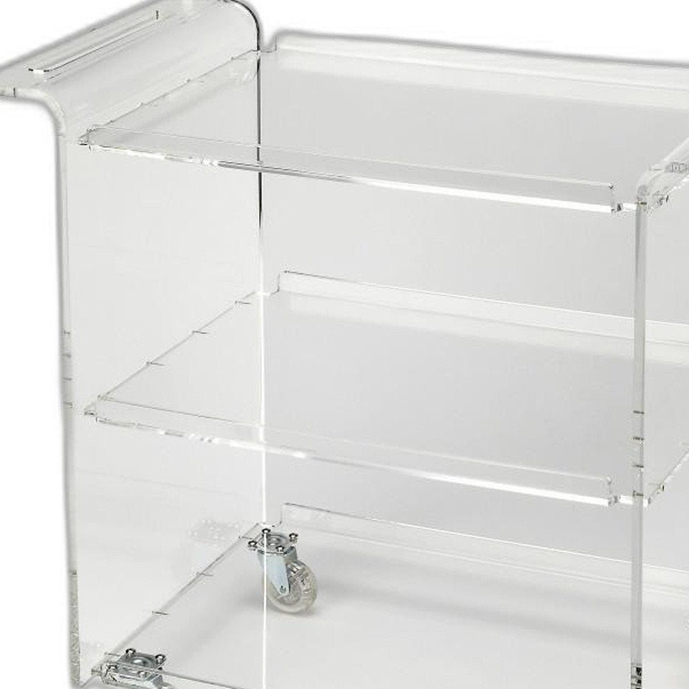 Carrito de barra con ruedas para servidor de acrílico transparente