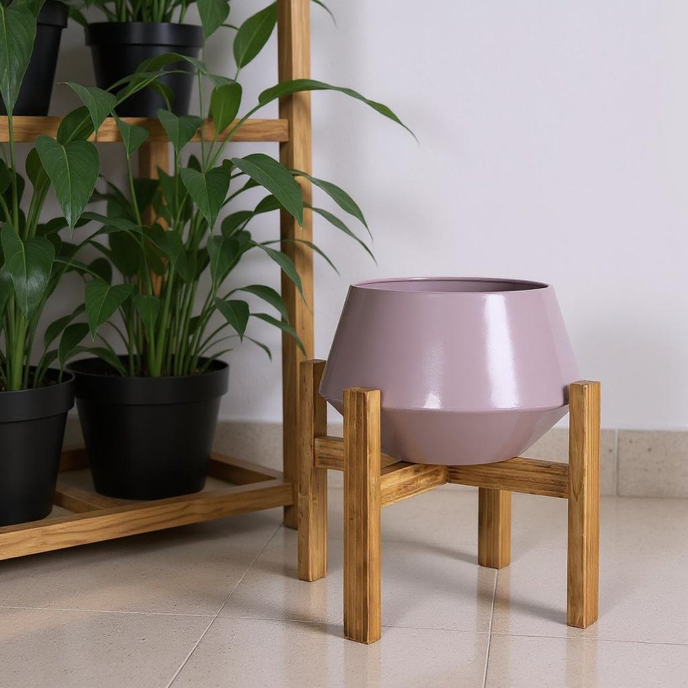 Pink Metal Hexagon Planter Box With Stand