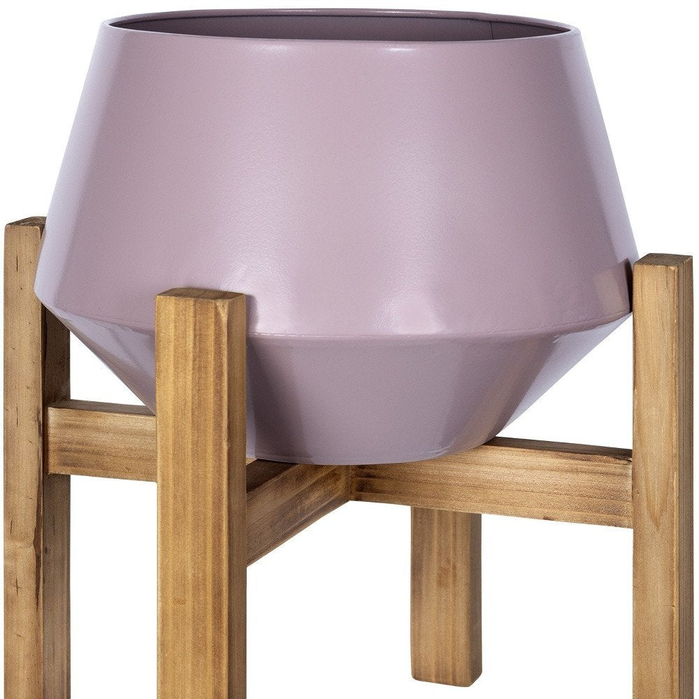 Pink Metal Hexagon Planter Box With Stand
