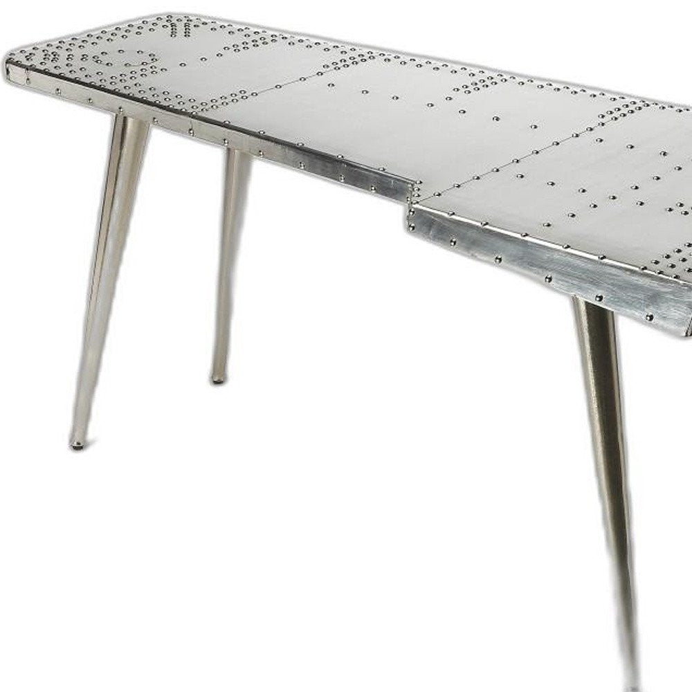 Escritorio de metal plateado de 68"