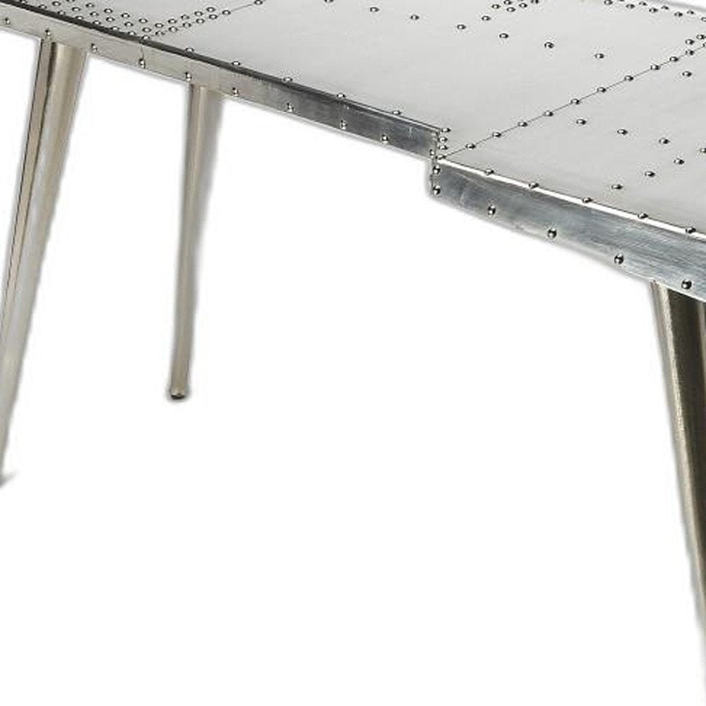 Escritorio de metal plateado de 68"
