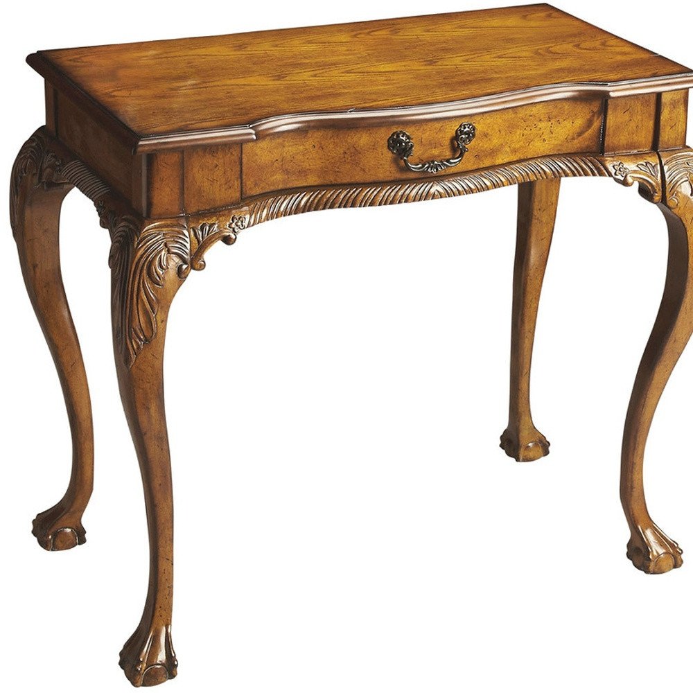 Escritorio de madera maciza marrón de 35"