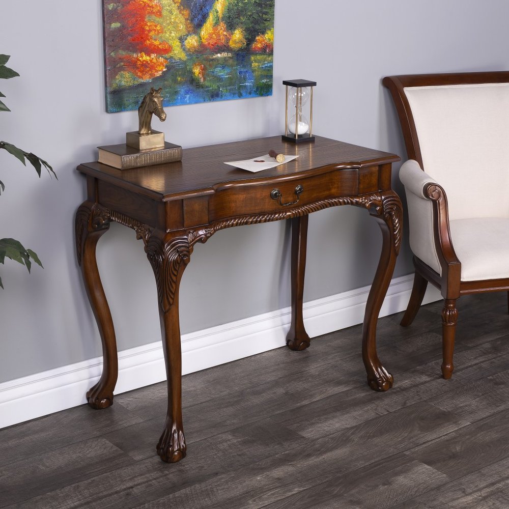 Escritorio de madera maciza marrón de 35"
