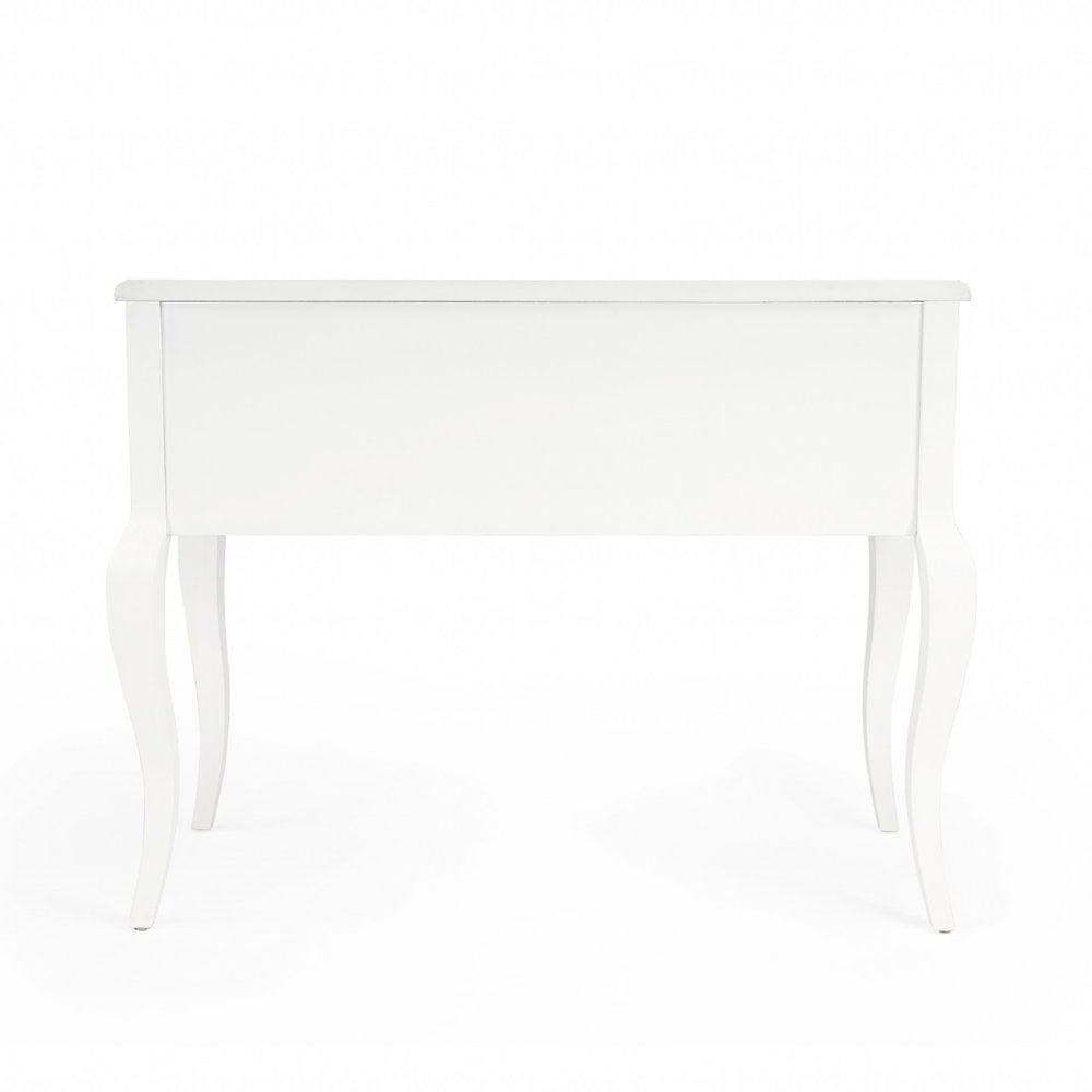 40" White Acacia Wood Writing Desk With Five Drawers