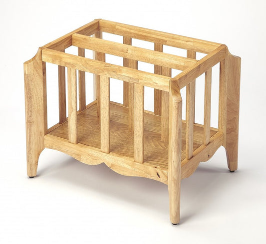 Cesta para revistas de madera natural de 21"
