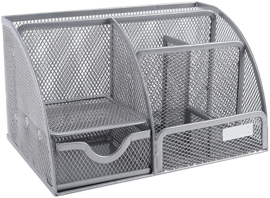 Organizador de escritorio elegante de 6 compartimentos en gris plateado