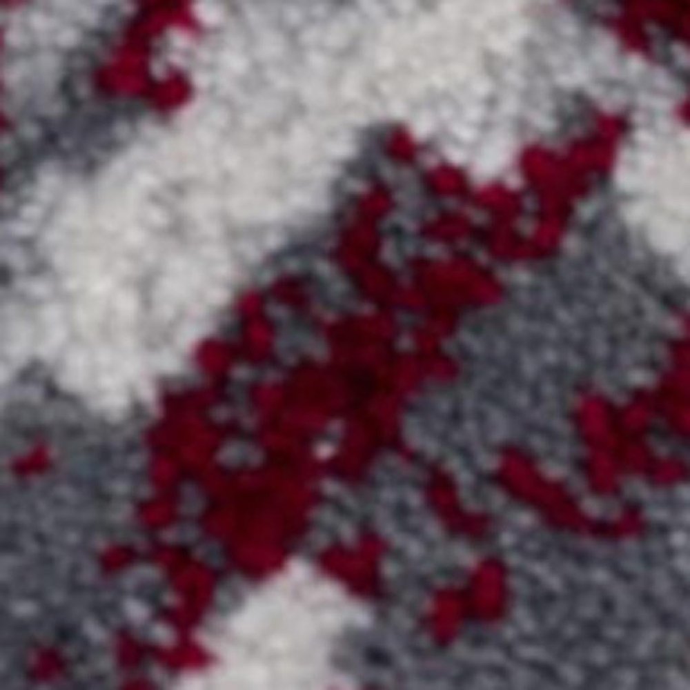 9' X 13' Red and Gray Modern Abstract Area Rug