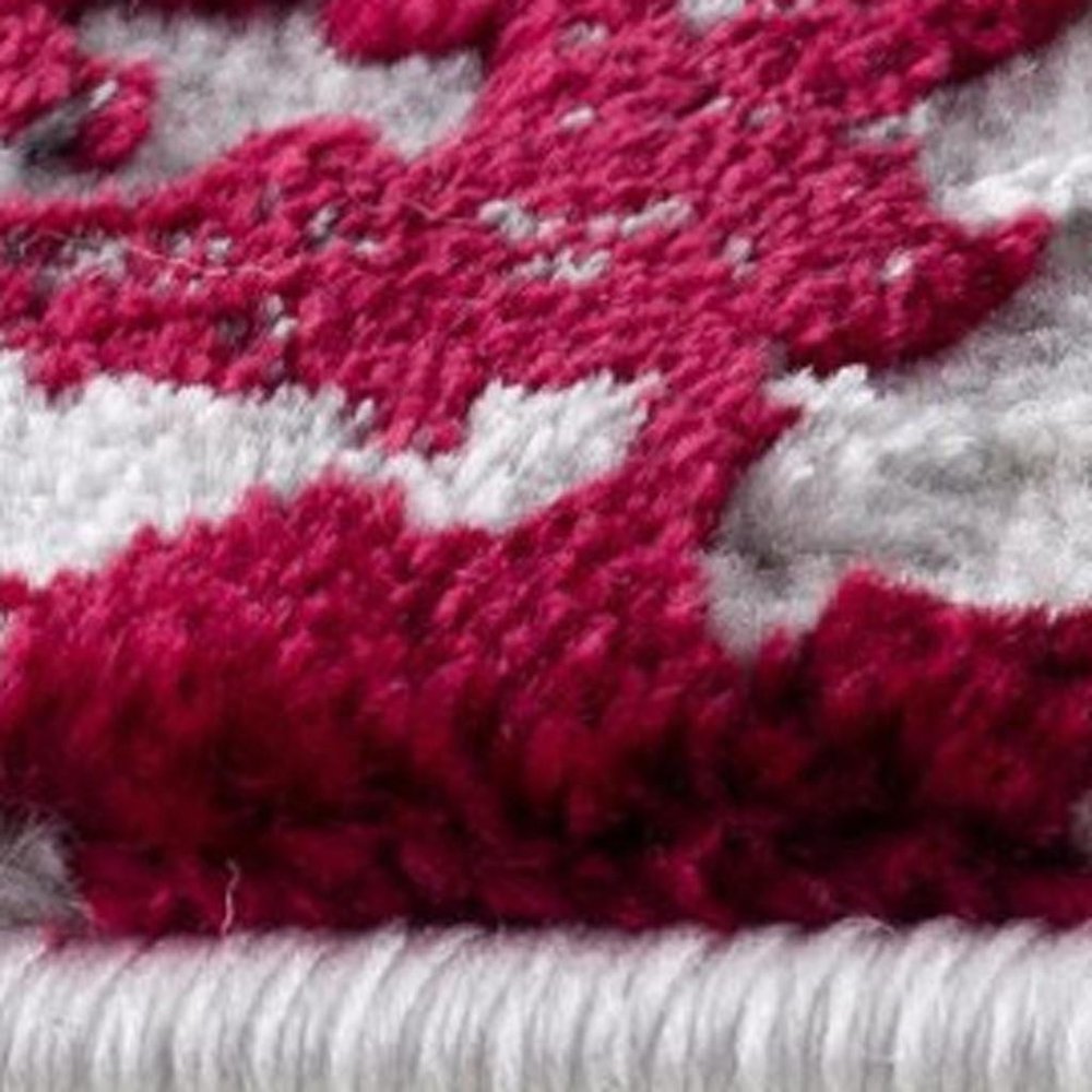 9' X 13' Red and Gray Modern Abstract Area Rug