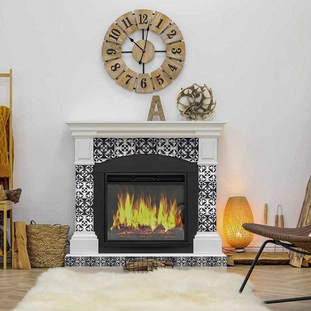 8" X 8" Black And White Quatro Peel And Stick Removable Tiles
