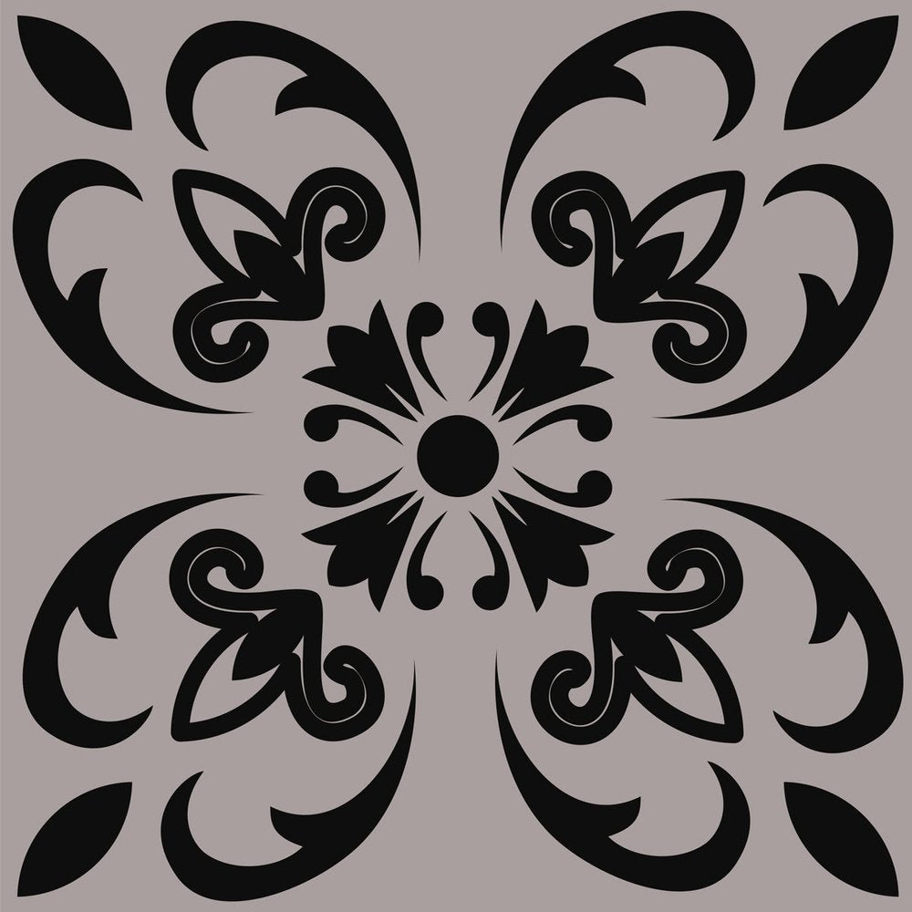 8" X 8" Light Grey And Cream Orchid Peel And Stick Removable Tiles