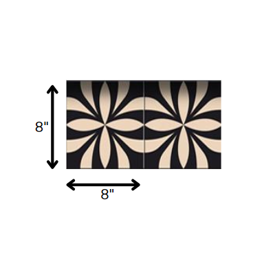 8" X 8" Intertwined Black And Cream Peel And Stick Removable Tiles
