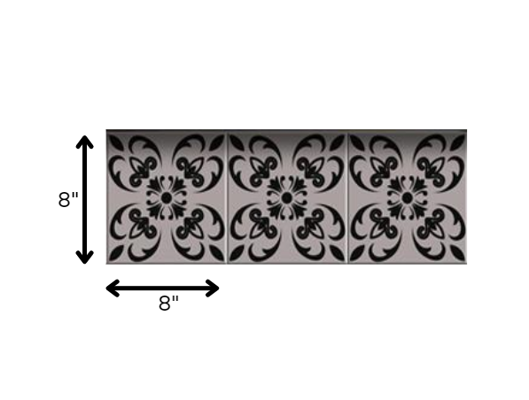 8" X 8" Black And White Orchid Peel And Stick Removable Tiles
