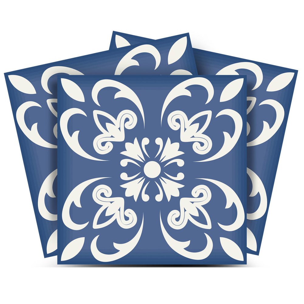 8" X 8" Wedgwood Blue And White Peel And Stick Removable Tiles