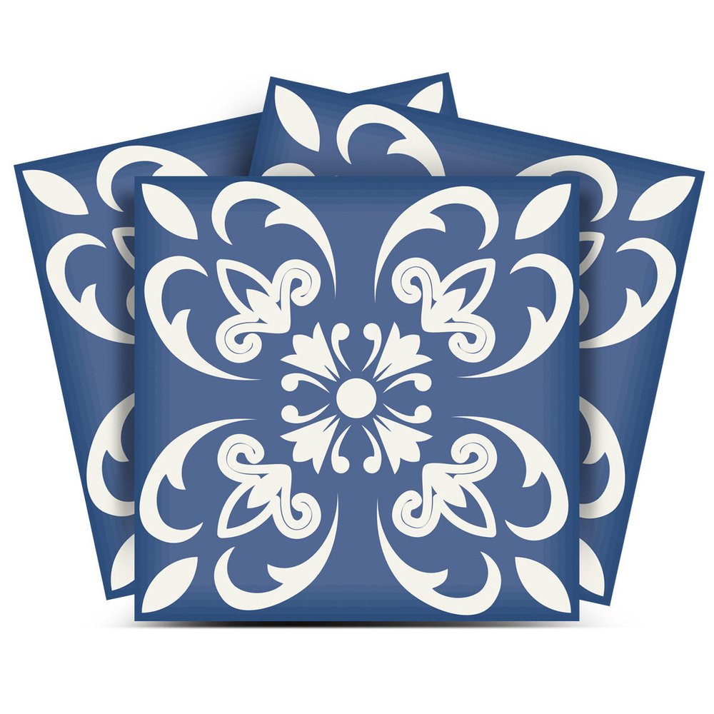 8" X 8" Wedgwood Blue And White Peel And Stick Removable Tiles