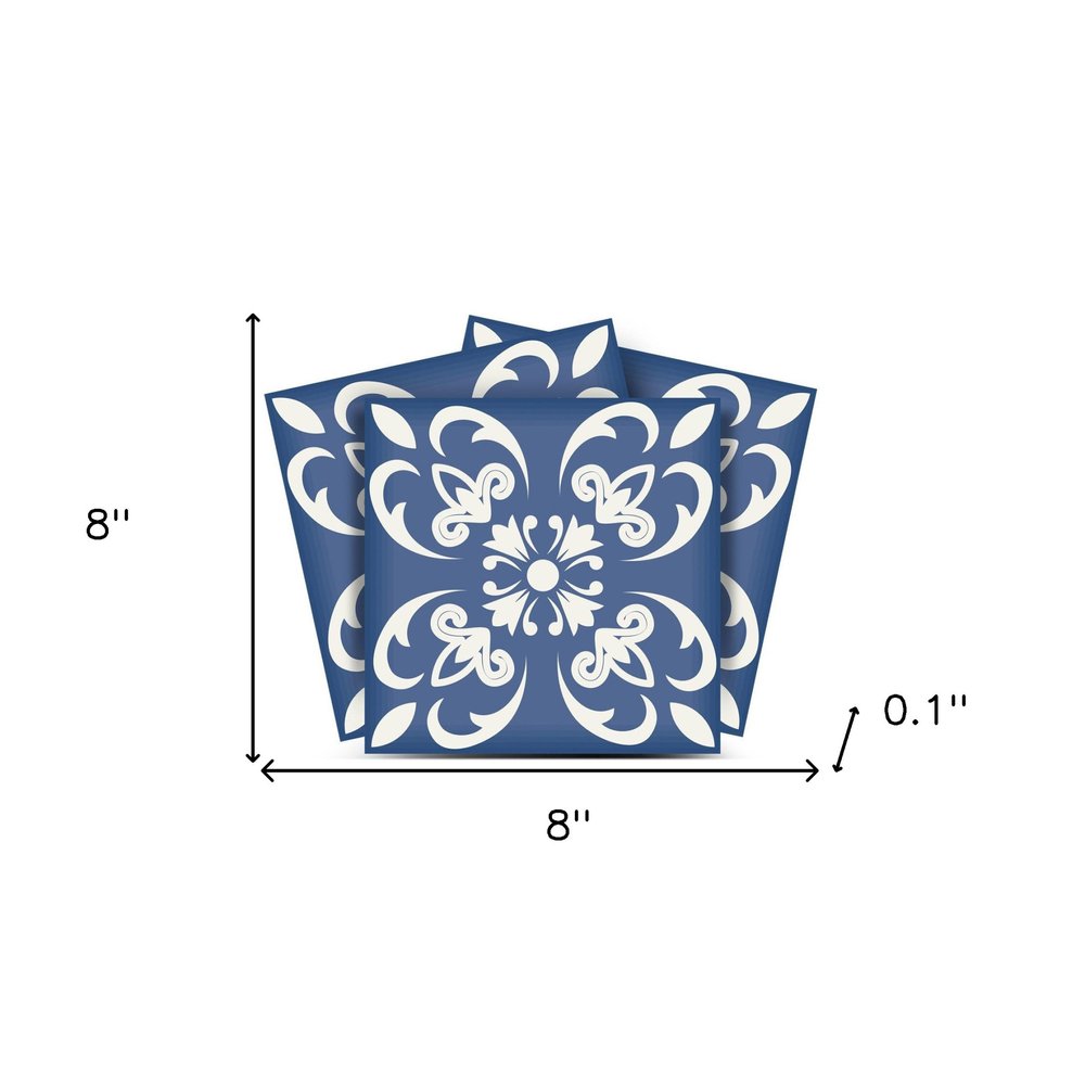 8" X 8" Wedgwood Blue And White Peel And Stick Removable Tiles