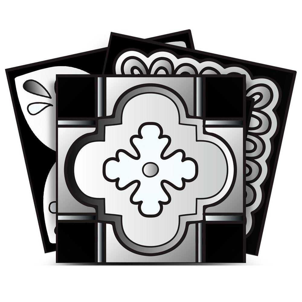 8" X 8" Black White And Gray Mosaic Peel And Stick Removable Tiles