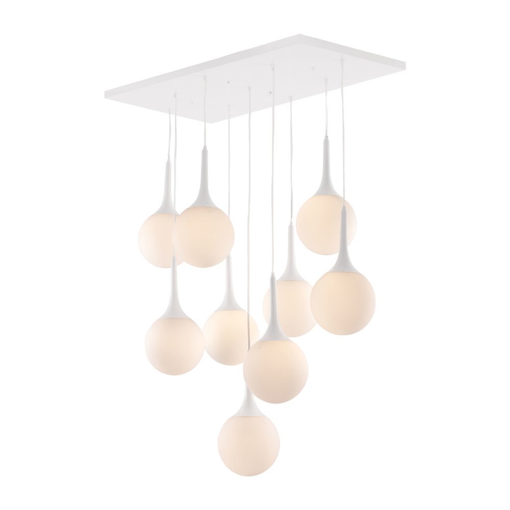 Lámpara de techo regulable de metal con nueve luces y pantalla blanca