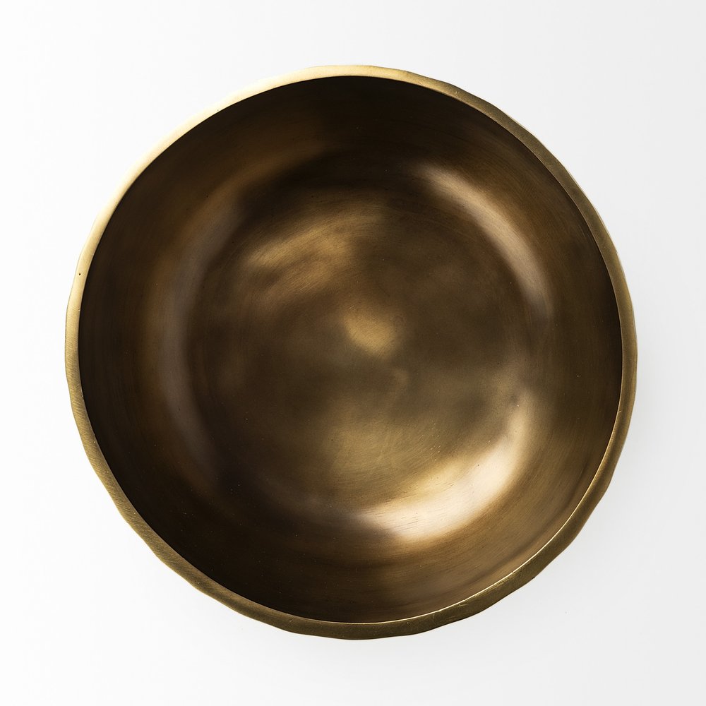 Cuenco redondo artesanal de latón antiguo martillado de 11" para centro de mesa