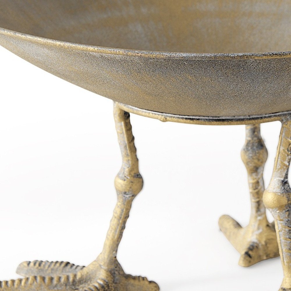 Cuenco redondo de metal dorado de 13" para centro de mesa