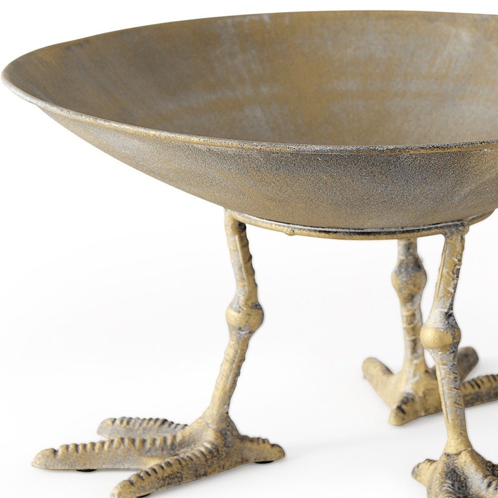 Cuenco redondo de metal dorado de 13" para centro de mesa